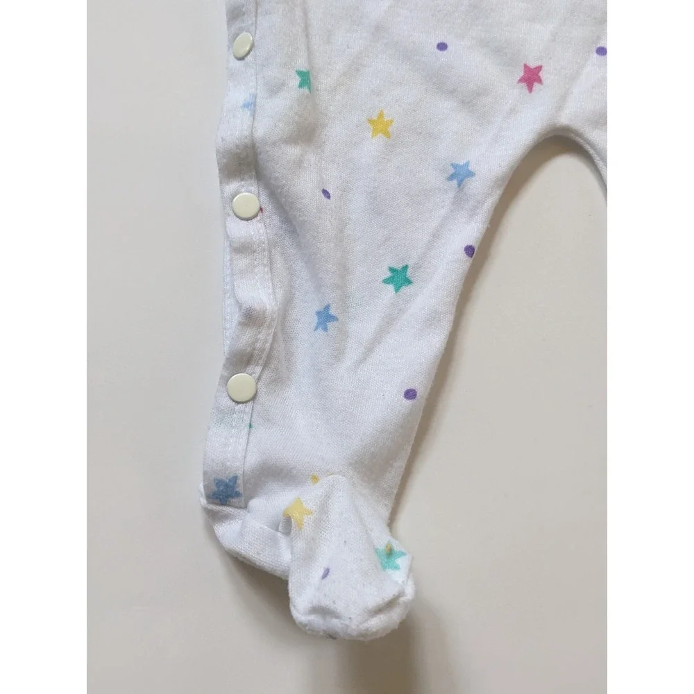Vintage 90s Disney Pooh Eeyore Star Print Footed Sleeper One Piece White 6 Month